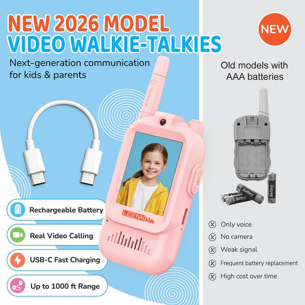 Video Walkie Talkie 2 Pack Rechargeable Interphone with HD Camera & Voice Changer